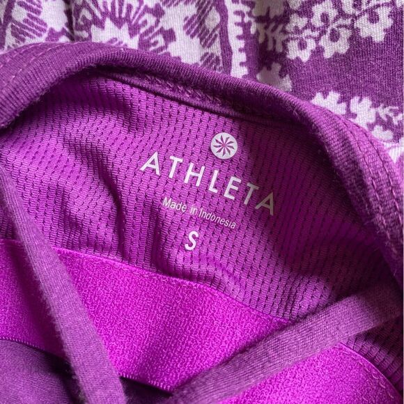 Athleta Majestic Paisley Tunic Tank Top Women’s Size Small Purple White Strappy - Picture 6 of 8